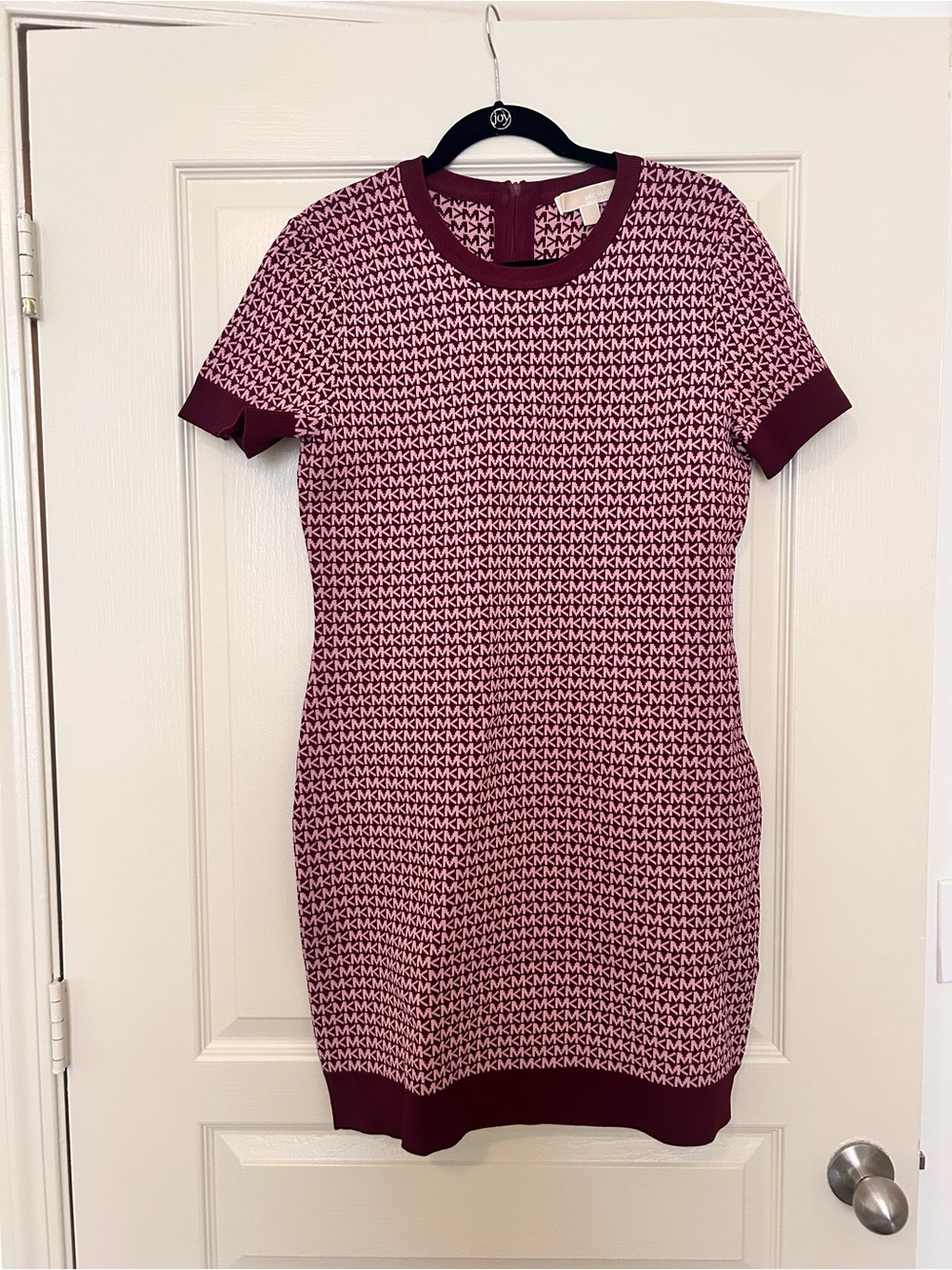 Michael Kors Pink and Burgundy Logo Knit Mini Dress